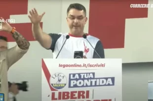 "Itália acima de tudo, Deus acima de todos", discursa Flávio Bolsonaro em ato do partido Chega