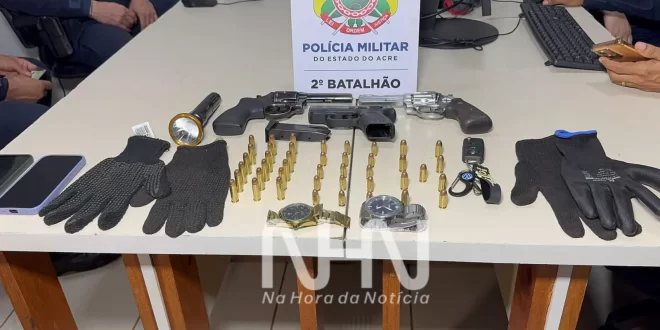 Violência em Rio Branco: Força Tática prende dois adolescentes e quatro adultos e apreende armas de fogo