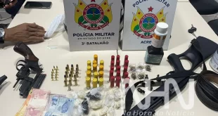 Tráfico de drogas no Acre: polícia apreende armas e desarticula ponto de tráfico