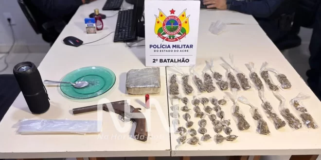 Drogas em Rio Branco: homem é preso com arma de fogo e grande quantidade de drogas