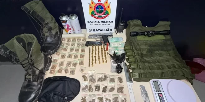 Violência em Rio Branco: Força Tática recupera arma furtada e apreende munições e drogas em chácara