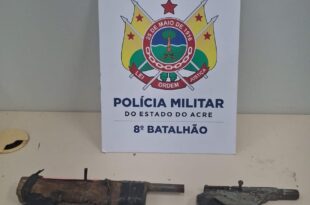 Violência no Acre: dupla é presa após tentar arrombar comércio na BR-364 e abandonar armas caseiras durante fuga