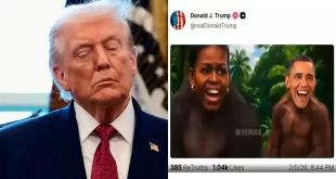 Criminoso: Trump posta vídeo racista de Obama e esposa retratados como macacos