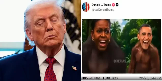 Criminoso: Trump posta vídeo racista de Obama e esposa retratados como macacos