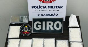Drogas no interior: GIRO do 8º BPM apreende mais de 200 gramas de cocaína