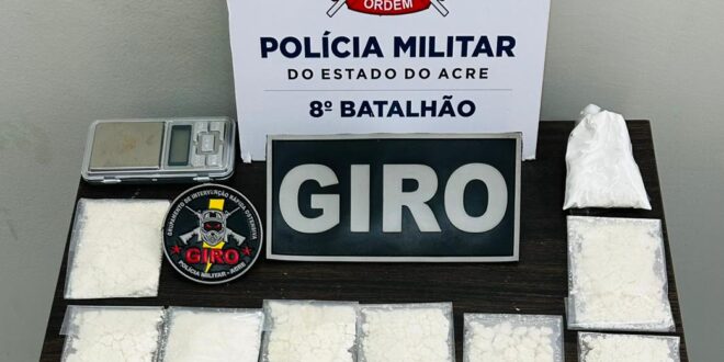Drogas no interior: GIRO do 8º BPM apreende mais de 200 gramas de cocaína