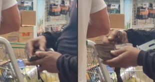 Insegurança total: homem chama atenção ao abrir carteira com cadeado em fila de supermercado