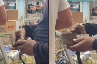 Insegurança total: homem chama atenção ao abrir carteira com cadeado em fila de supermercado