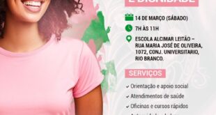 Sábado, dia 14-ação Mulher: Bem-Estar e Cidadania será realizada no Conjunto Universitário