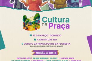 Cultura na Praça leva arte, música e tradição ao centro de Rio Branco neste domingo
