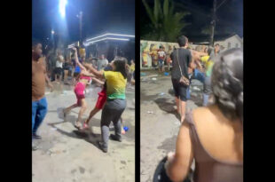 Violência no interior: garrafadas, socos e pontapés são registrados em briga generalizada na rua