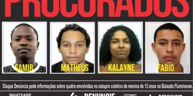 Epidemia de crimes: menina de 13 anos é estuprada por sete no RJ