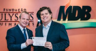 Pedro Longo se filia ao MDB em Brasília e recebe as boas-vindas de Baleia Rossi