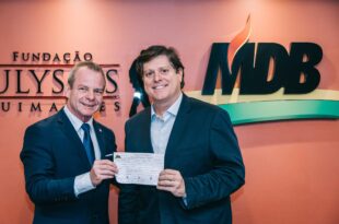 Pedro Longo se filia ao MDB em Brasília e recebe as boas-vindas de Baleia Rossi