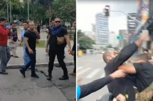 Típico da extrema direita: bolsonarista invade ato e manda seguranças agredirem estudantes em SP