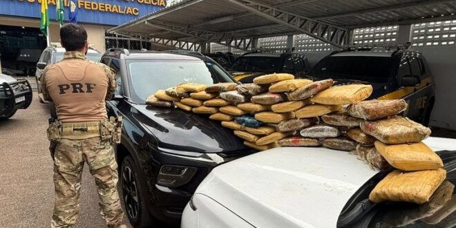 PRF apreende 43 quilos de skunk escondidos em fundo falso de caminhonete