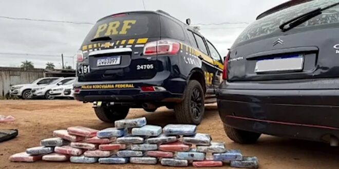 PRF apreende 34 quilos de skunk escondidos em lataria de carro