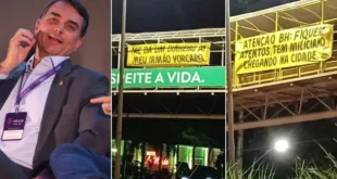 BH amanhece com faixas contra Flávio Bolsonaro