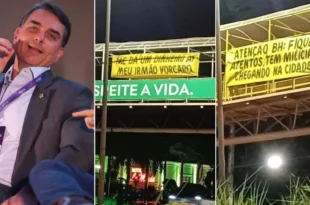 BH amanhece com faixas contra Flávio Bolsonaro