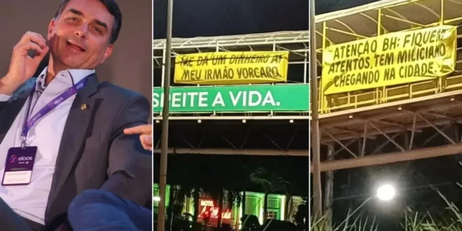 BH amanhece com faixas contra Flávio Bolsonaro
