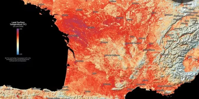 Satélite revela calor acima de 50 °C na França e na Espanha