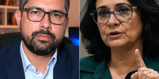 Baixaria: Damares treta com Paulo Figueiredo e é chamada de “amante de pastor”