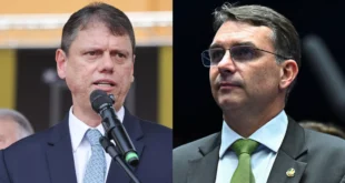 Flávio Bolsonaro leva crise de Vorcaro à Marcha de Tarcísio