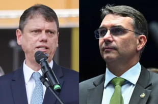 Flávio Bolsonaro leva crise de Vorcaro à Marcha de Tarcísio