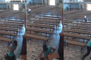 É ladrão mas é cristão: homem ajoelha, 'reza' e depois furta igreja