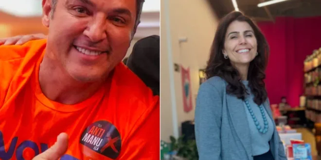 Violência política: candidato bolsonarista no RS, usa Manuela D’Avila como alvo em adesivo no peito