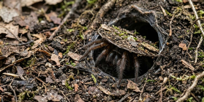 Inteligência animal: aranha constrói porta secreta para emboscar presas