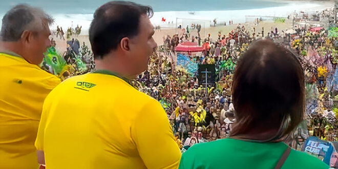 Cansado e com medo, após vaias, Flávio Bolsonaro fala para público reduzido