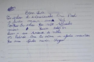 Menino de 7 anos entrega bilhete a professora e salva mãe de cárcere privado
