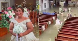 Muita vontade de casar: noiva enfrenta enchente e se casa em igreja alagada nas Filipinas