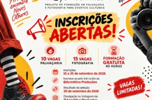 Projeto Entre Risos e Olhares tem inscrições abertas para formação gratuita em Palhaçaria e Fotografia de eventos culturais