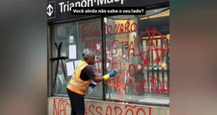 Fake News: é falsa foto de mulher limpando vidro do Metrô após manifestação pró-Lula