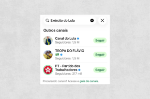 Pilantragem: WhatsApp sugere canal de Flávio Bolsonaro em buscas por “Exército do Lula”
